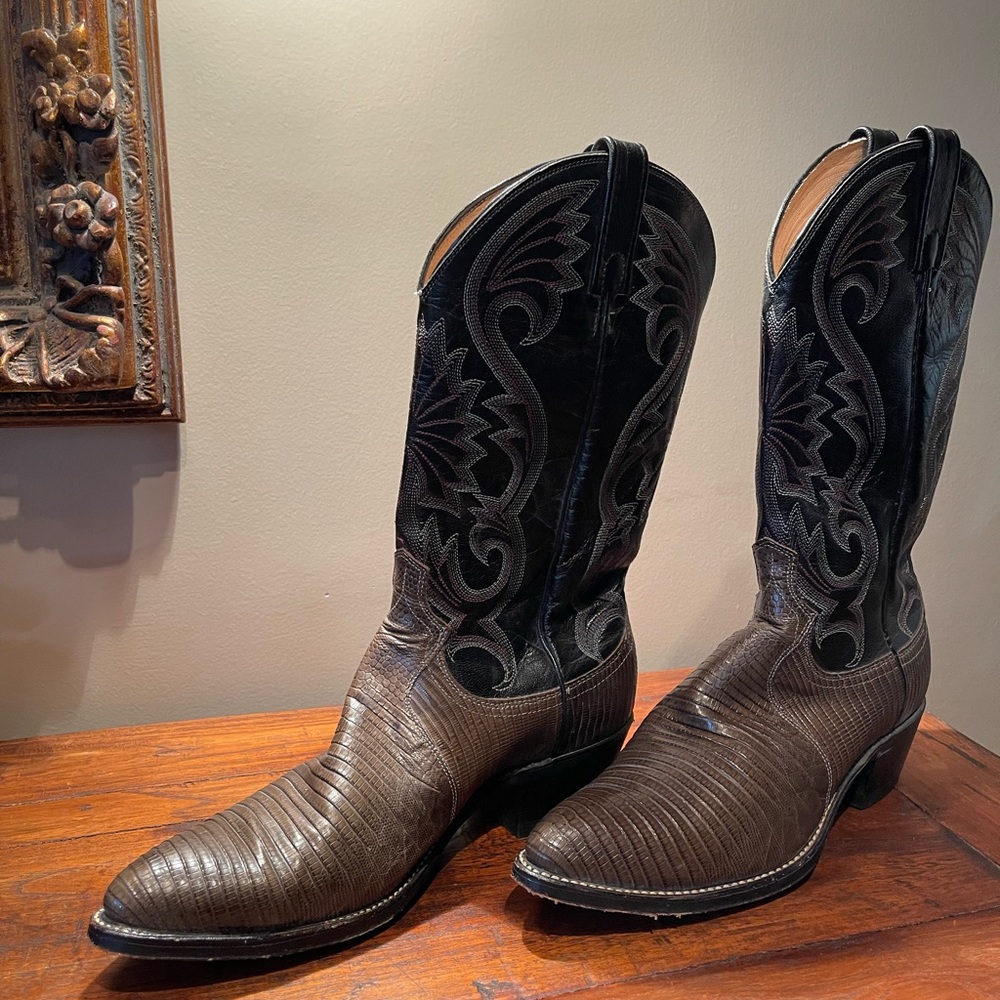 Gray Dan Post teju lizard western bootsmen’s Size 9D